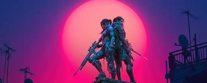 UltraWide 21:9 wallpapers (2560x1080): woman, cyberpunk, rooftop, sniper