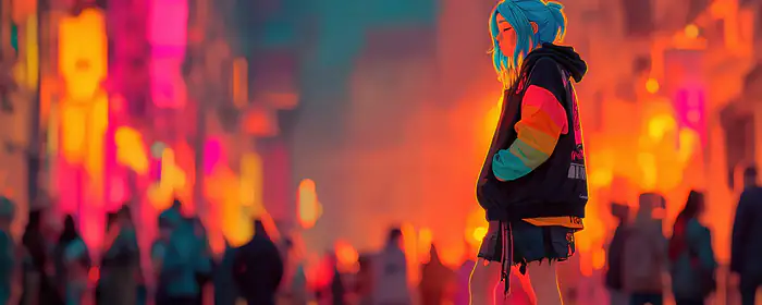 People wallpapers: girls, street, neon, evening