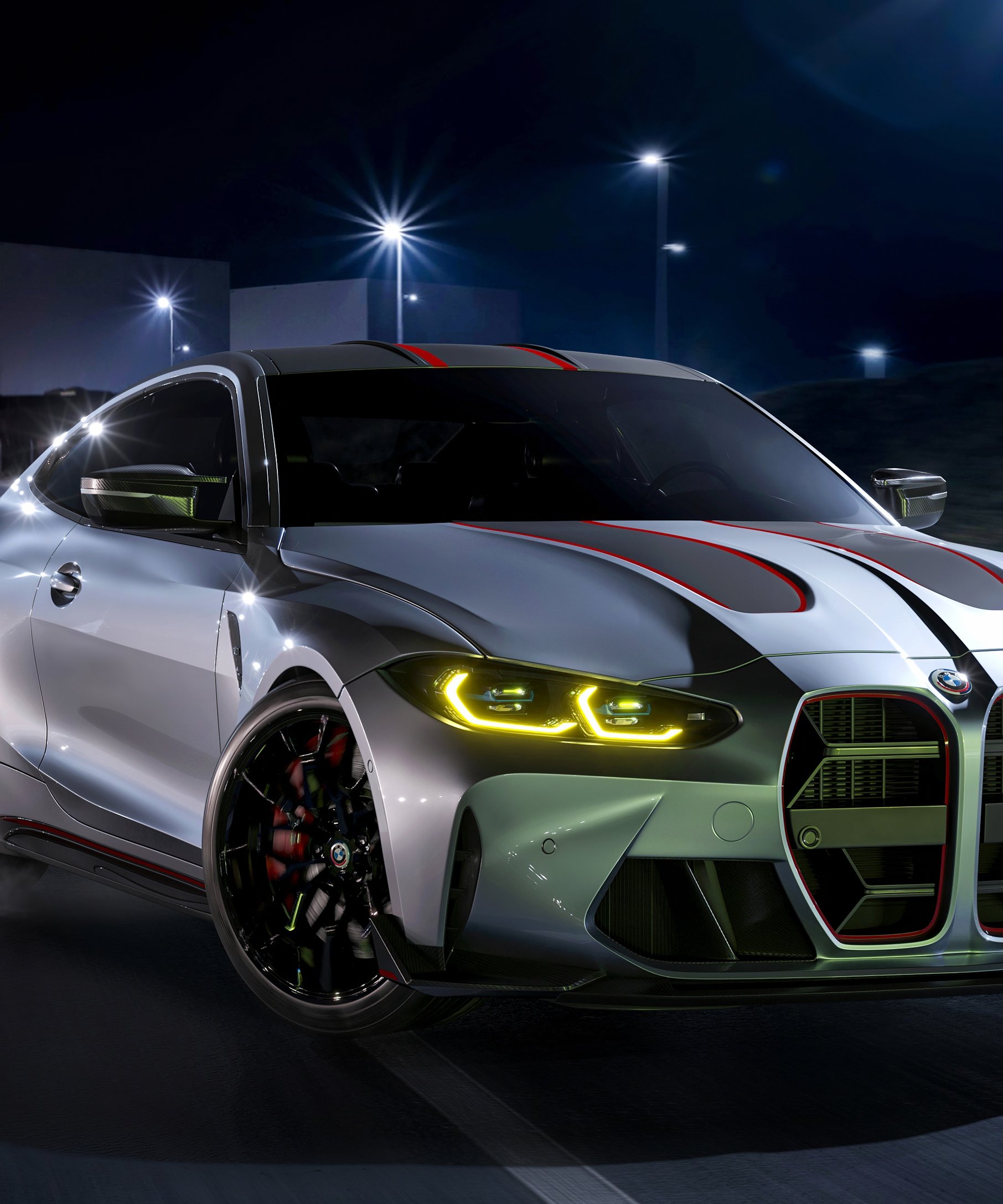 BMW M4 CSL drifting at night - Wallpapers for Samsung Galaxy Z Fold4/Z Fold5/Z Fold6 in 1812x2176 resolution