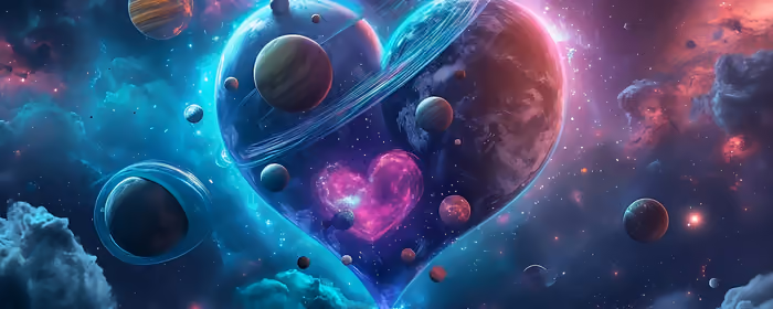 UltraWide 32:9 wallpapers (5120x1440): surrealism, heart, nebula, planet