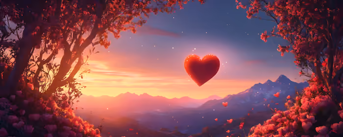 Romantic Wallpapers for UltraWide 21:9 monitors (5120x2160): Valentine's Day, heart, flowers, sunset