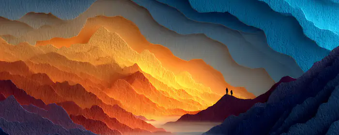 UltraWide 32:9 обои градиент (3840x1080): слои, пейзаж, градиент, горы