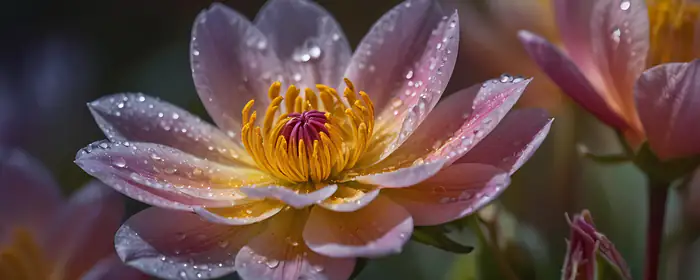 UltraWide 21:9 dew wallpapers (2560x1080): flowers, dew, stamens, macro