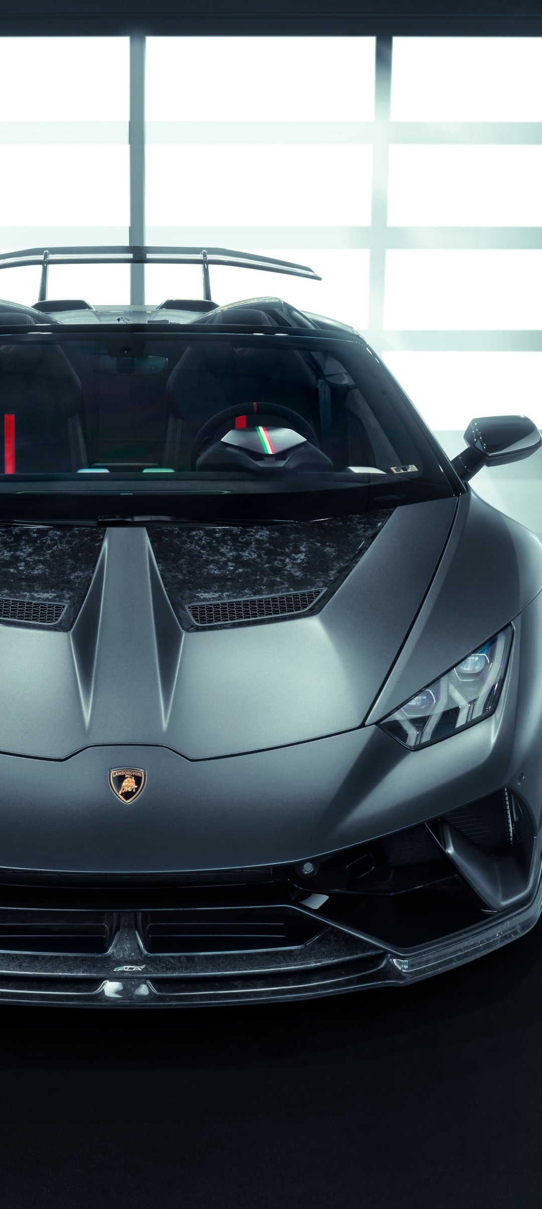 Grey Lamborghini Huracán Performante Spyder - Wallpapers for Samsung Galaxy A13/A14/A53, Realme 12 Pro 5G, POCO M5 in 1080x2408 resolution