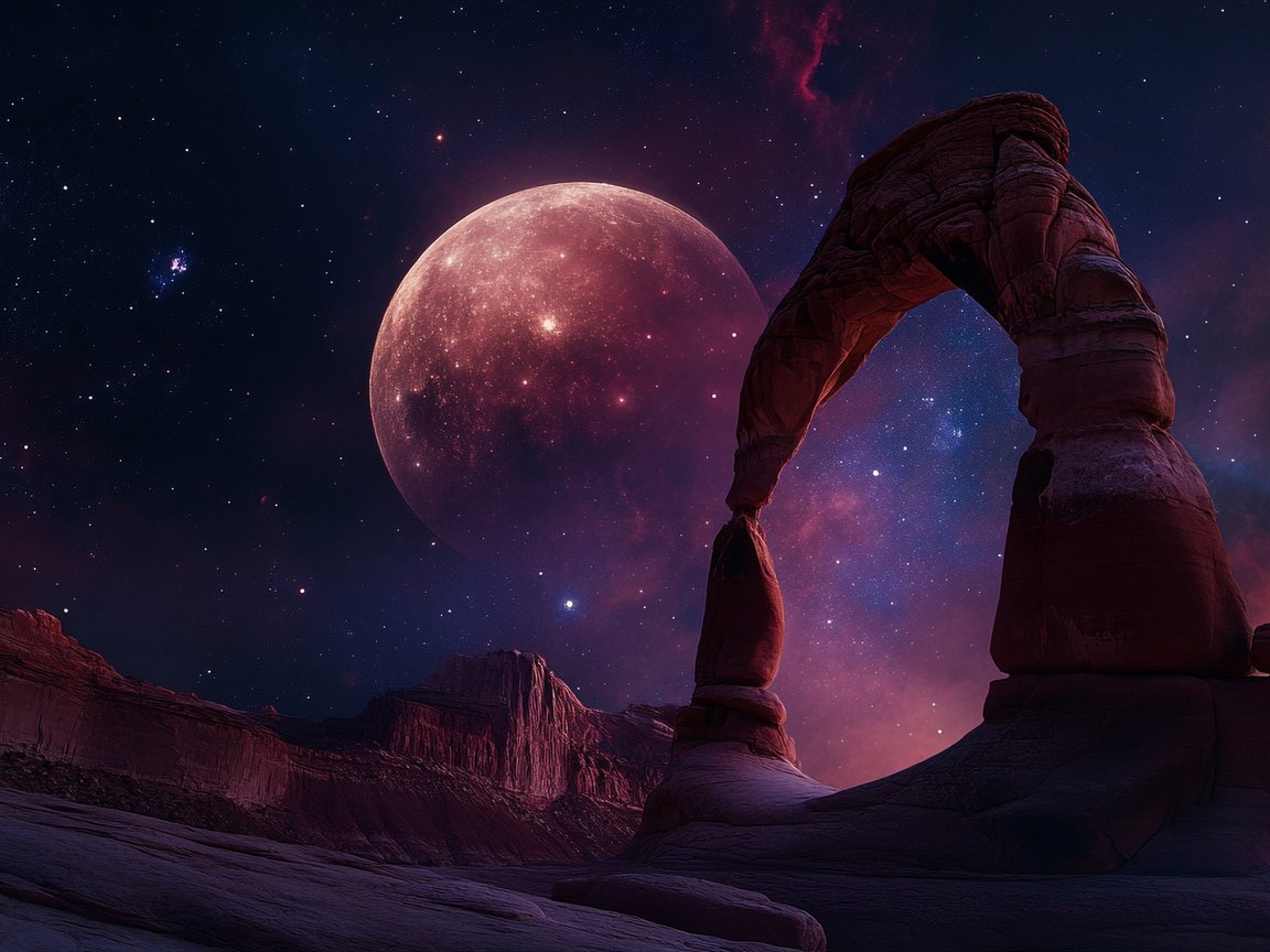 Big Moon and starry sky - XGA+ wallpapers in 1152x864 resolution