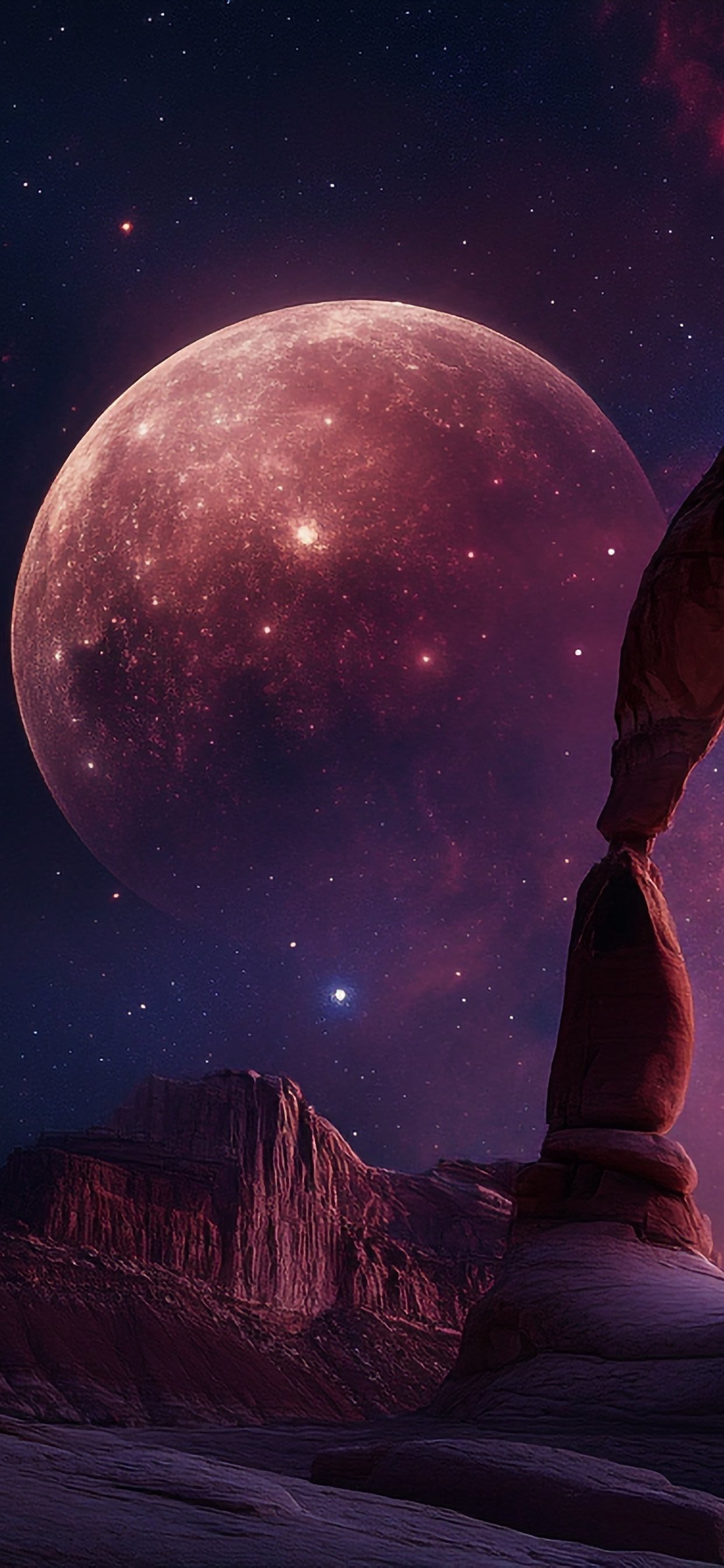 Big Moon and starry sky - Wallpapers for iPhone 11 Pro Max in 1242x2688 resolution