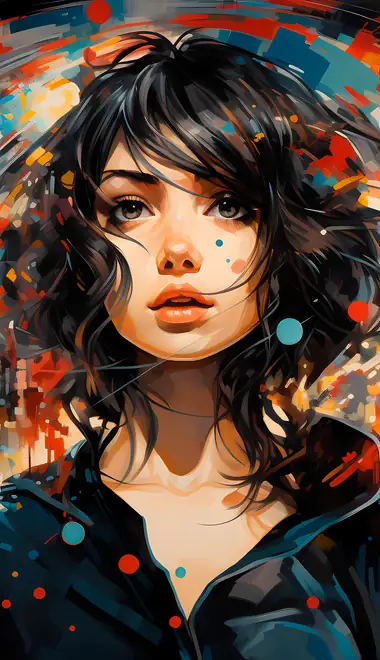 People wallpapers: girl, brunette, painting, portrait
