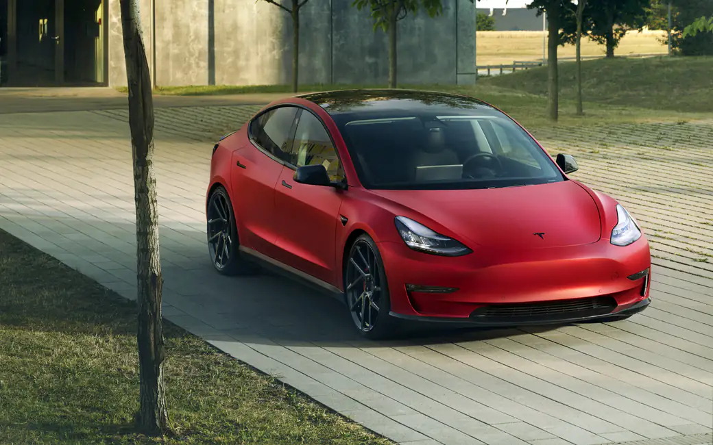 Tesla Model 3 with Novitec carbon body kit — desktop and phone wallpaper, free download