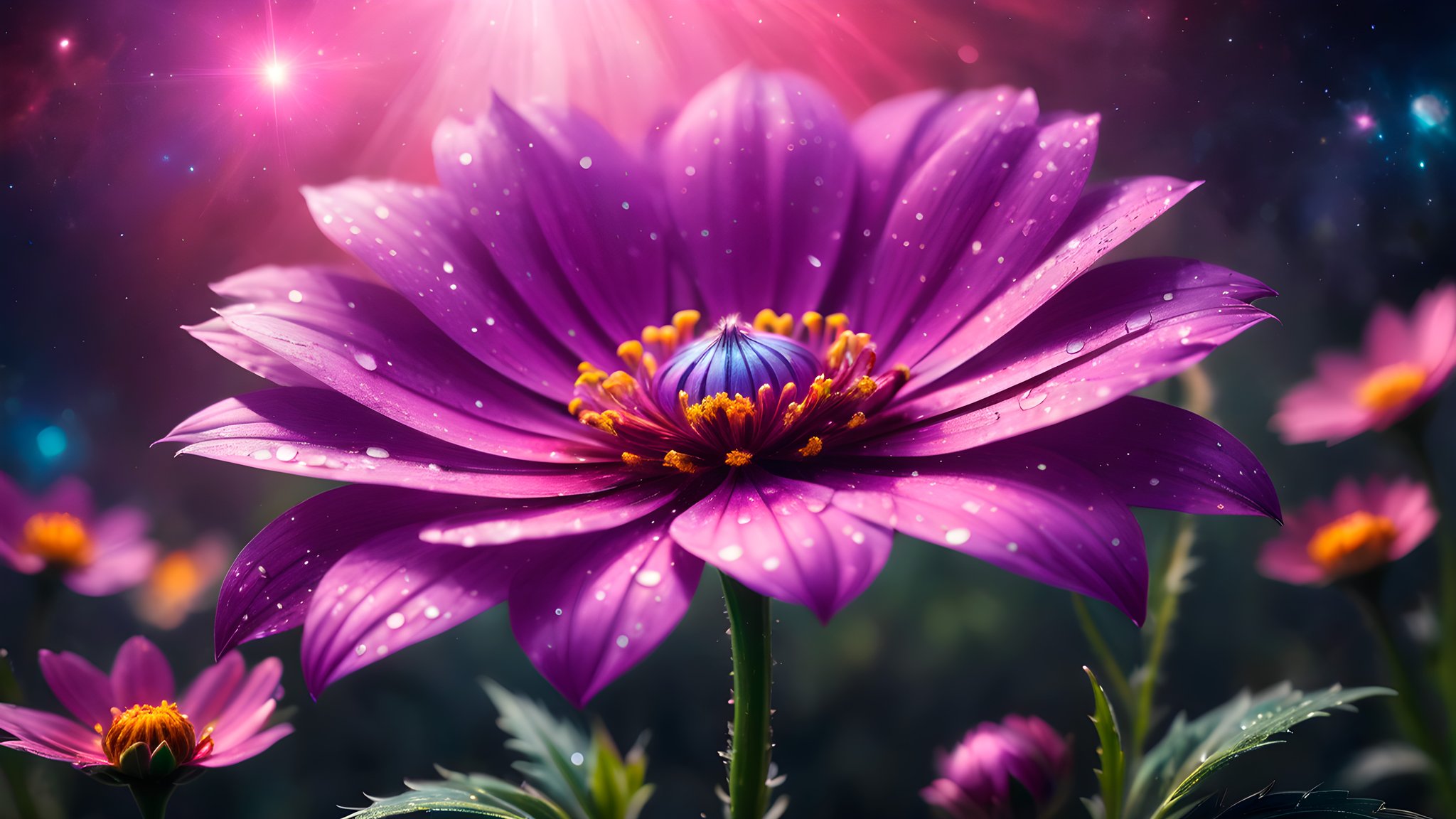 Purple gerbera in the sun - QWXGA wallpapers in 2048x1152 resolution