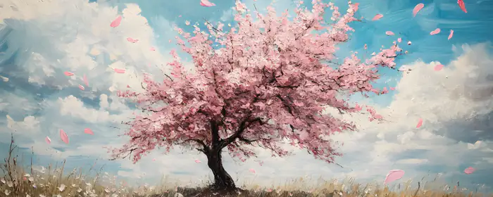 Nature wallpapers: sakura, field, wheat, summer
