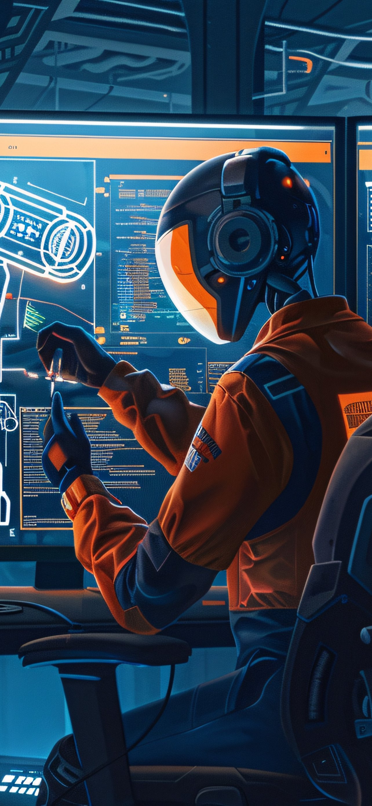 Robot engineer works in a laboratory - Wallpapers for iPhone 13 Pro Max/12 Pro Max/14 Plus in 1284x2778 resolution