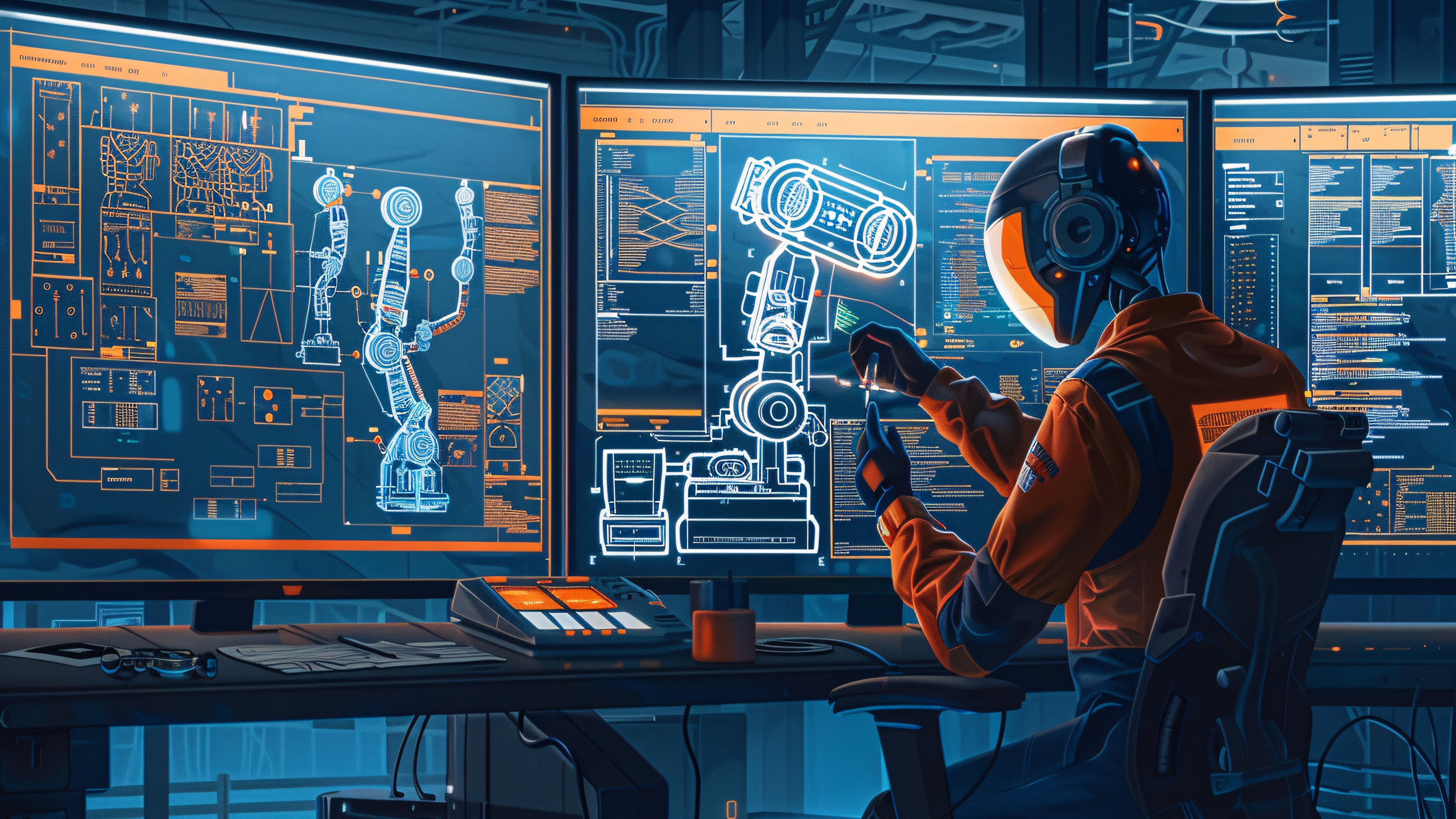 Robot engineer works in a laboratory - Wallpapers for Apple iMac 21.5″ in 4096x2304 resolution