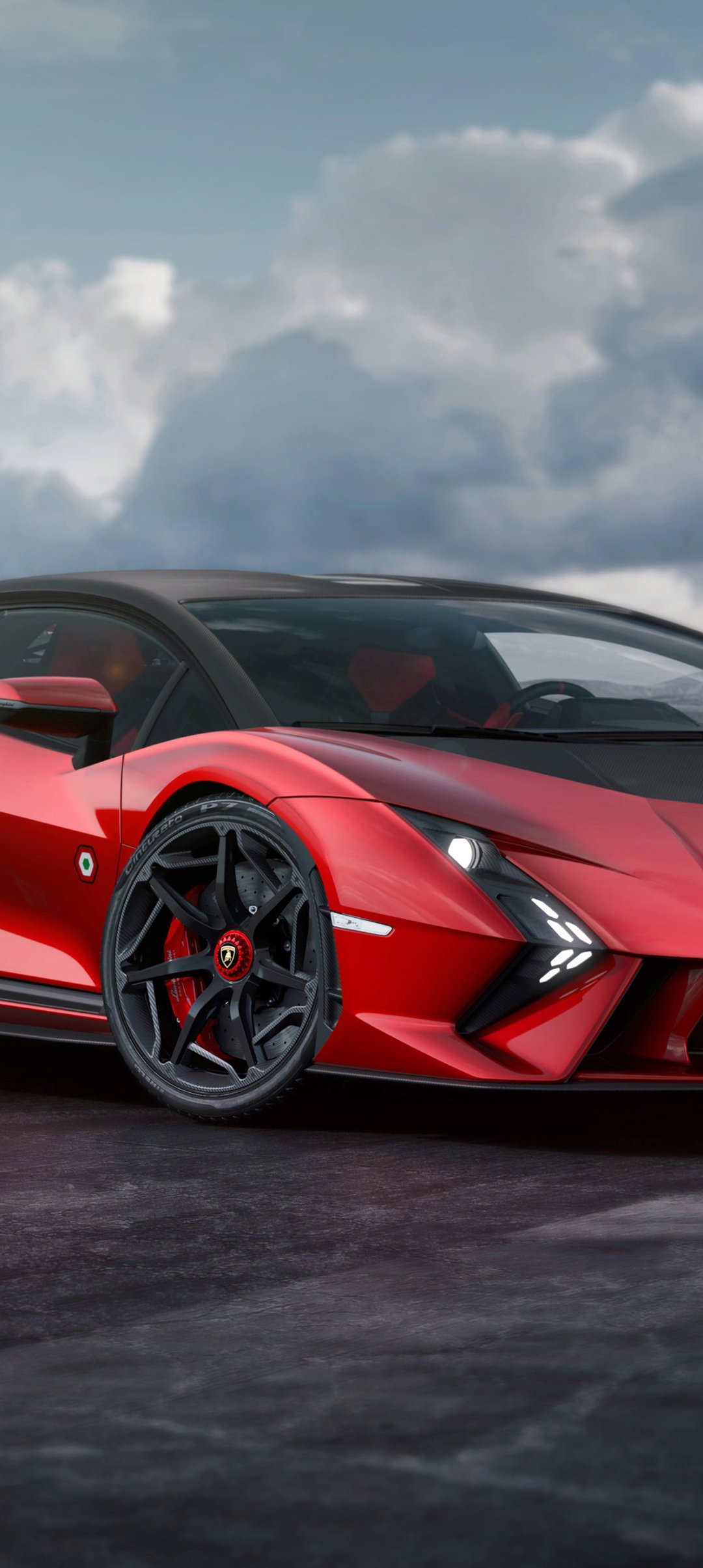 Red Lamborghini Invencible Front View - Wallpapers for Samsung Galaxy A13/A14/A53, Realme 12 Pro 5G, POCO M5 in 1080x2408 resolution