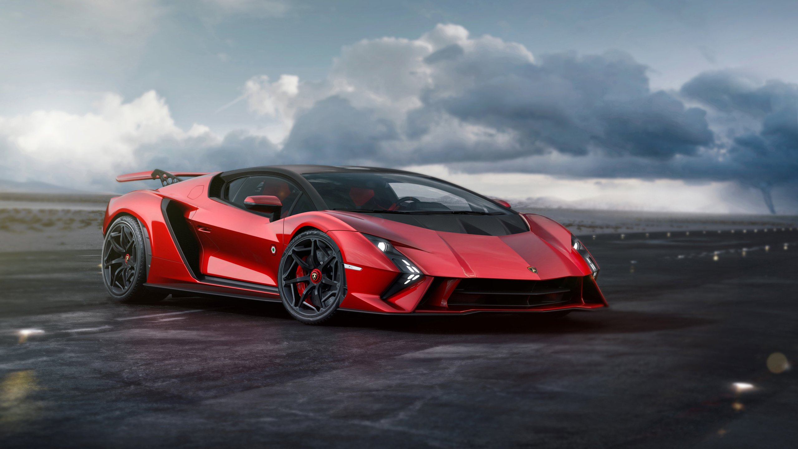 Red Lamborghini Invencible Front View - 2K Quad HD wallpapers in 2560x1440 resolution