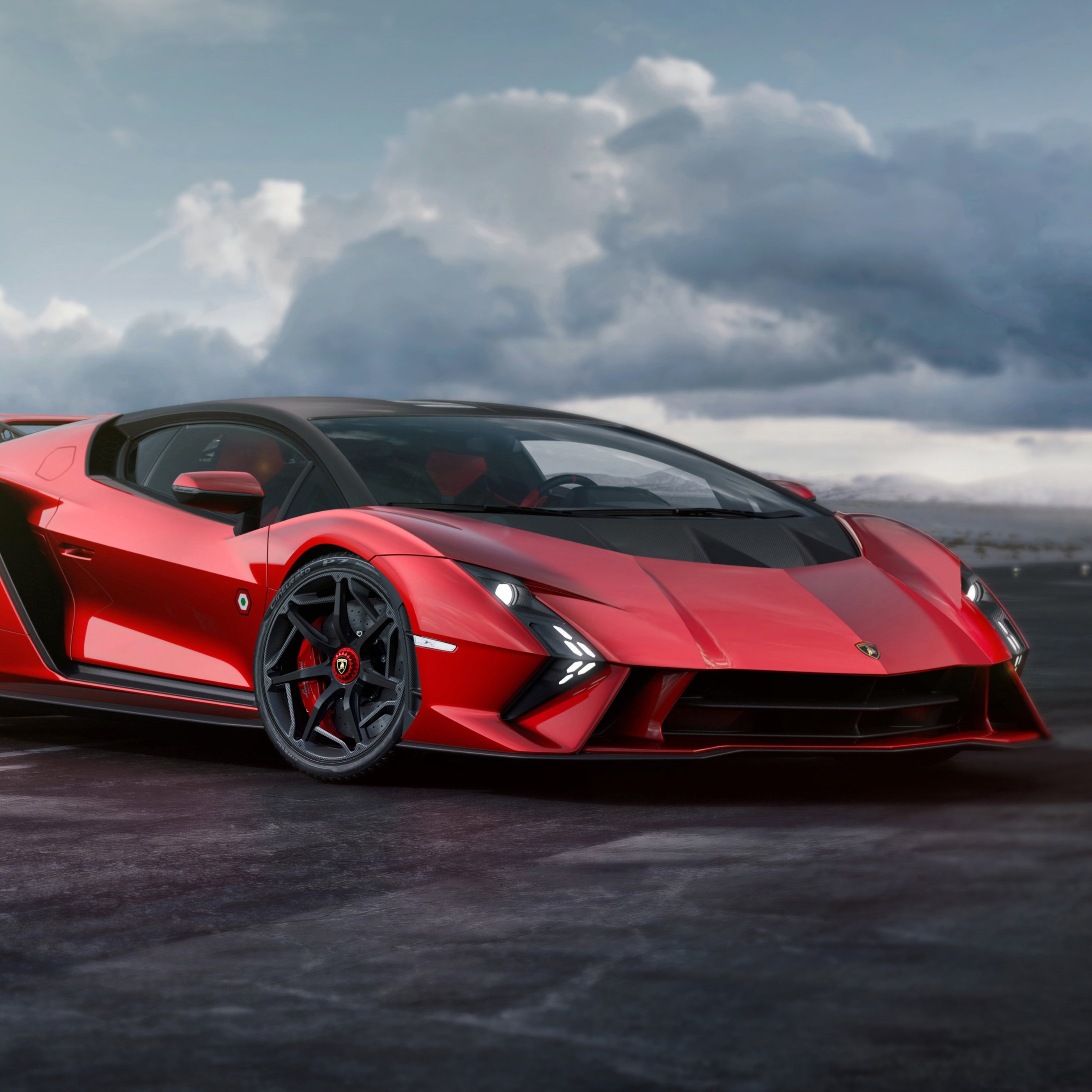 Red Lamborghini Invencible Front View - Wallpapers for Samsung Galaxy Tab S9+ in 2800x2800 resolution