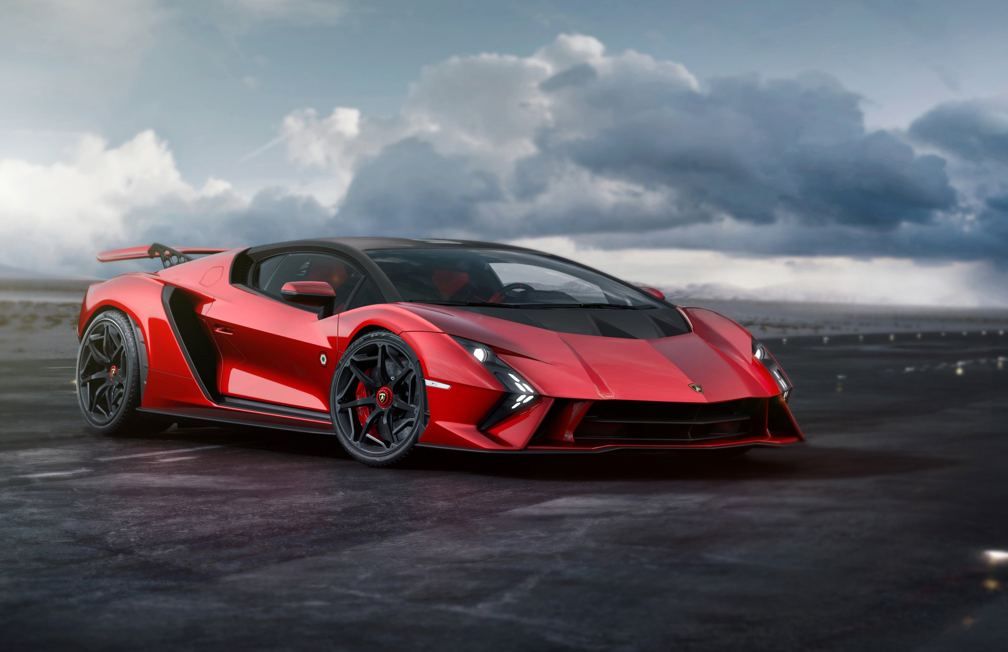 Red Lamborghini Invencible Front View - Wallpapers for Apple MacBook 16.2″ in 3456x2234 resolution