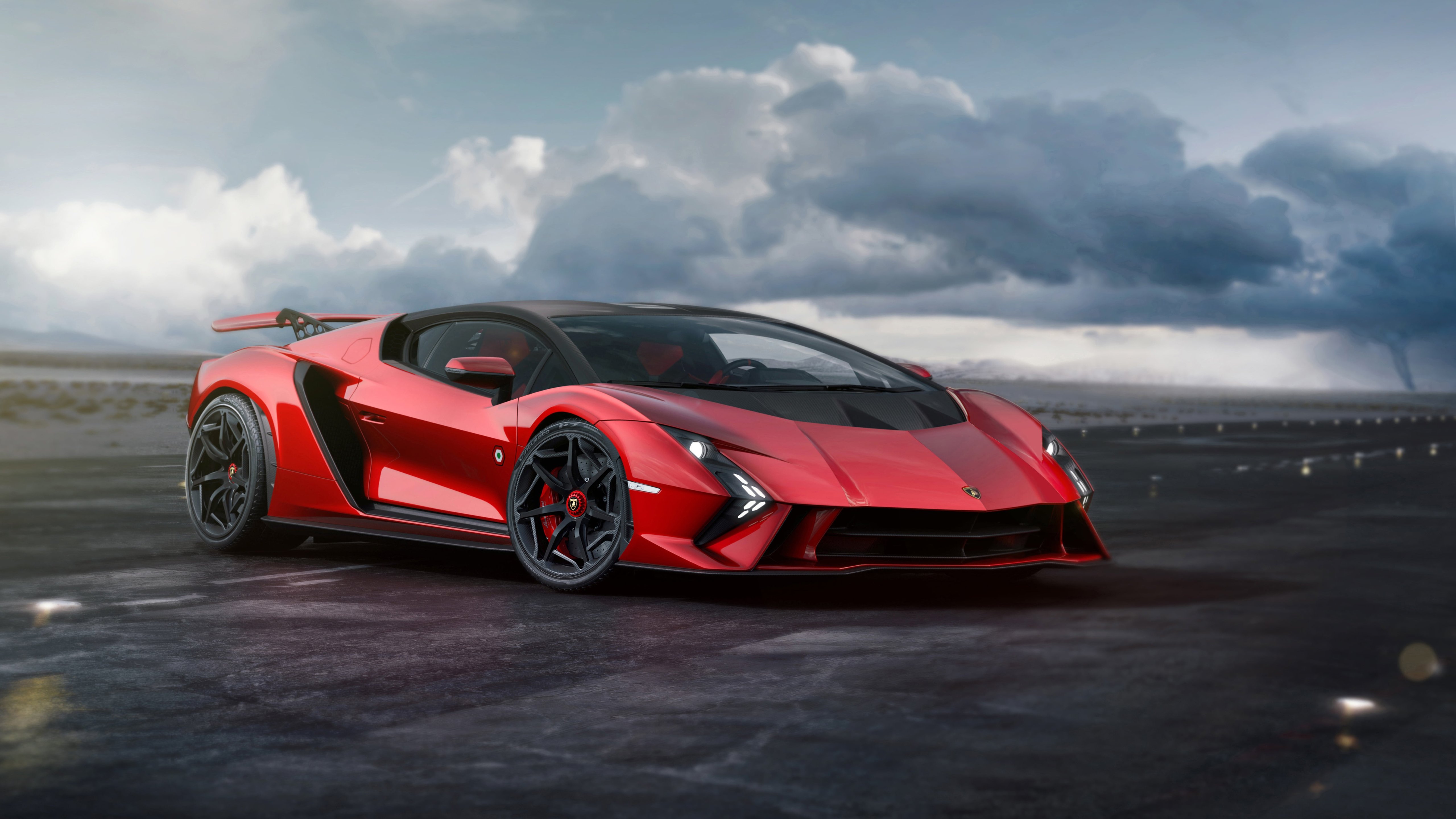 Red Lamborghini Invencible Front View - 5K wallpapers in 5120x2880 resolution