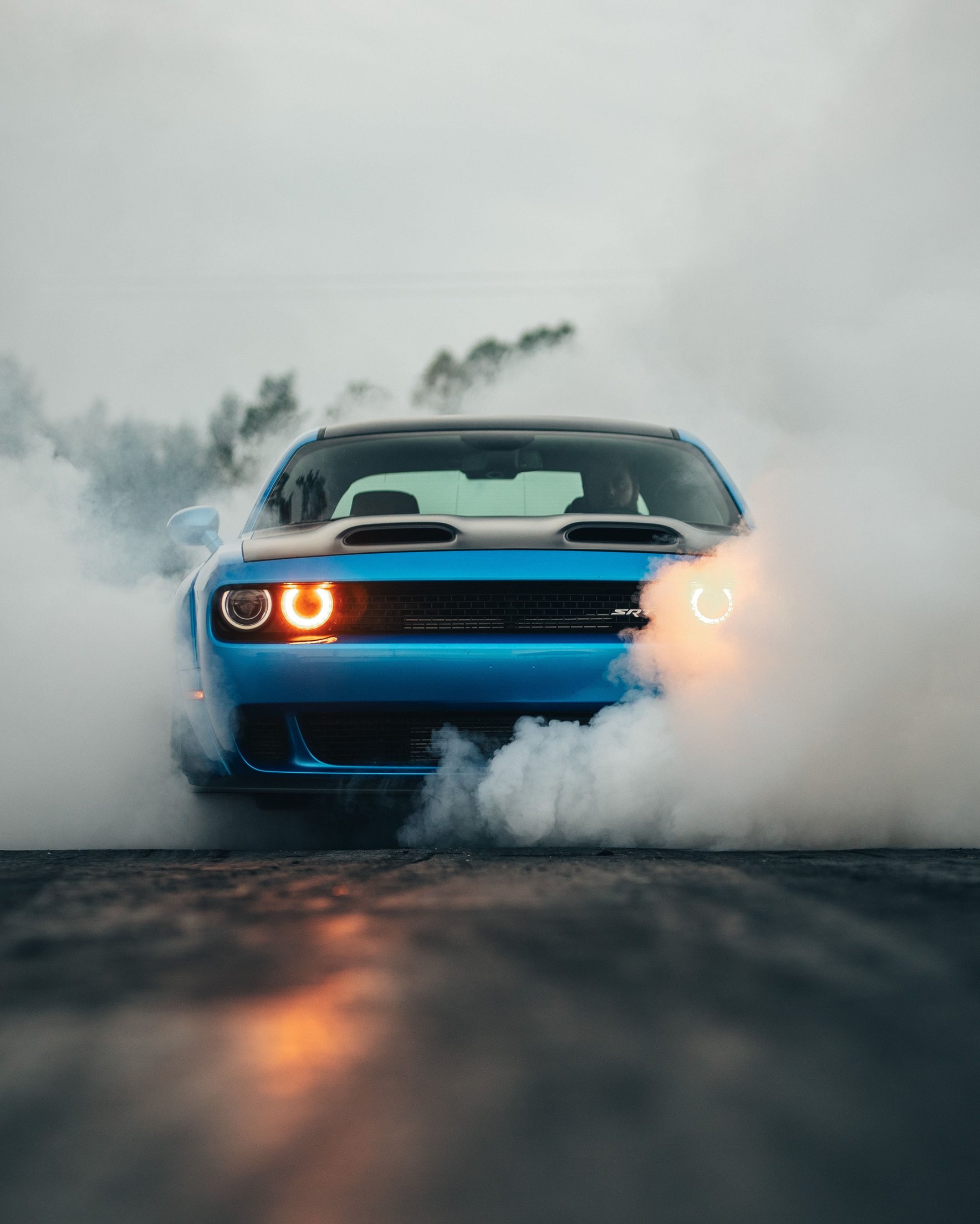 Dodge Challenger SRT Hellcat Drifting with Smoke - Wallpapers for Samsung Galaxy Z Fold 2/3 in 1768x2208 resolution