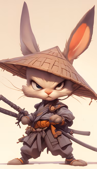 Straw hat Wallpapers for Samsung Galaxy Z Fold4/Z Fold5/Z Fold6 (1812x2176): rabbit, samurai, bunny, katana