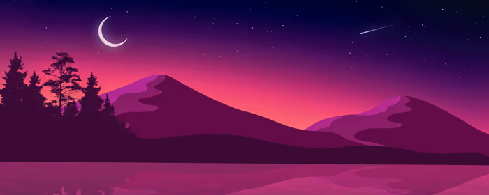 Nature wallpapers: mountains, lake, crescent Moon, sunset