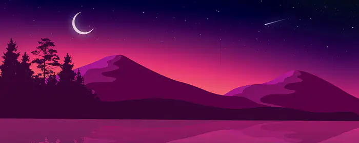 UltraWide 32:9 обои (5120x1440): горы, озеро, полумесяц, закат