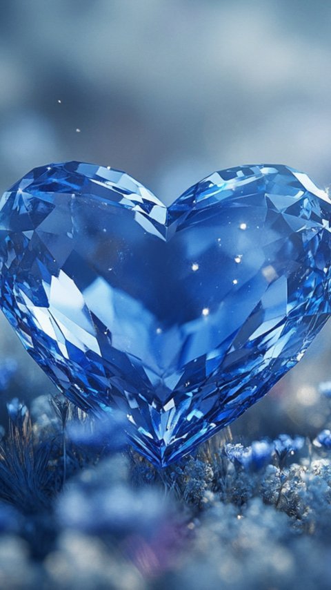 Crystal blue heart in the grass - Wallpapers for LG/ASUS in 480x854 resolution