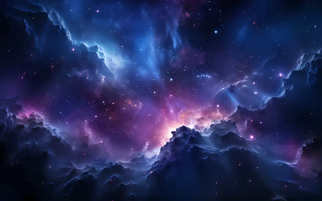 Bright cosmic nebula towards the depths of space — desktop and phone wallpaper, free download