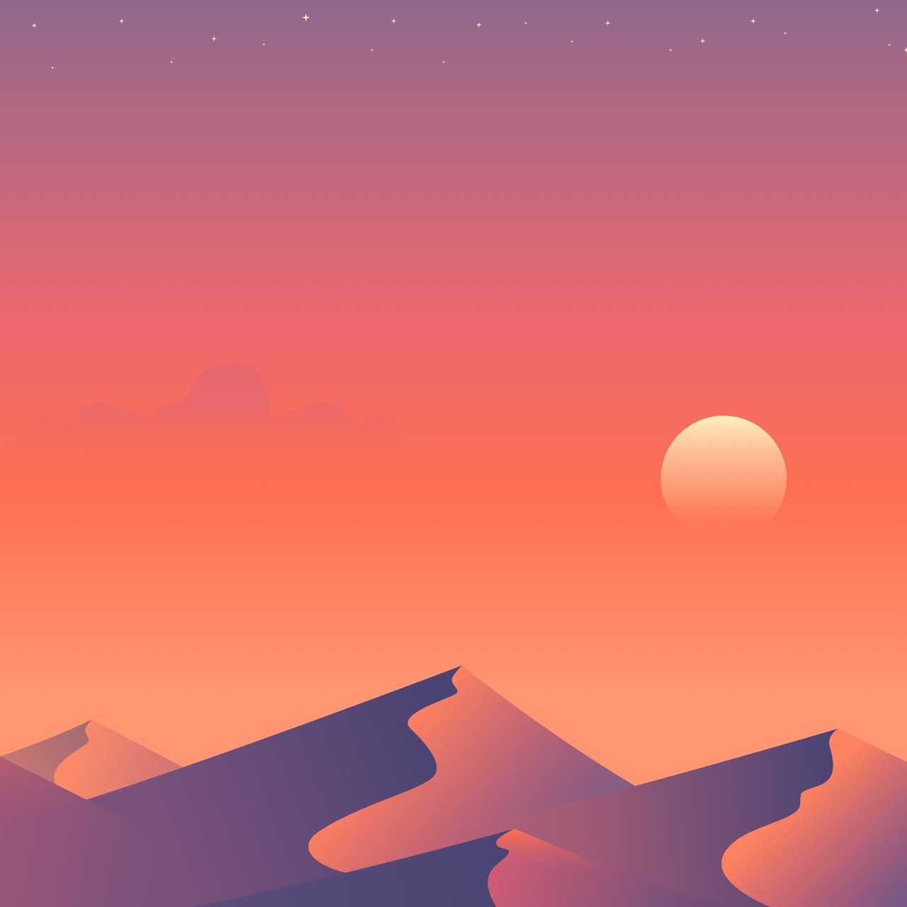 Orange sunset over the desert - Wallpapers for Lenovo, Huawei in 1280x1280 resolution