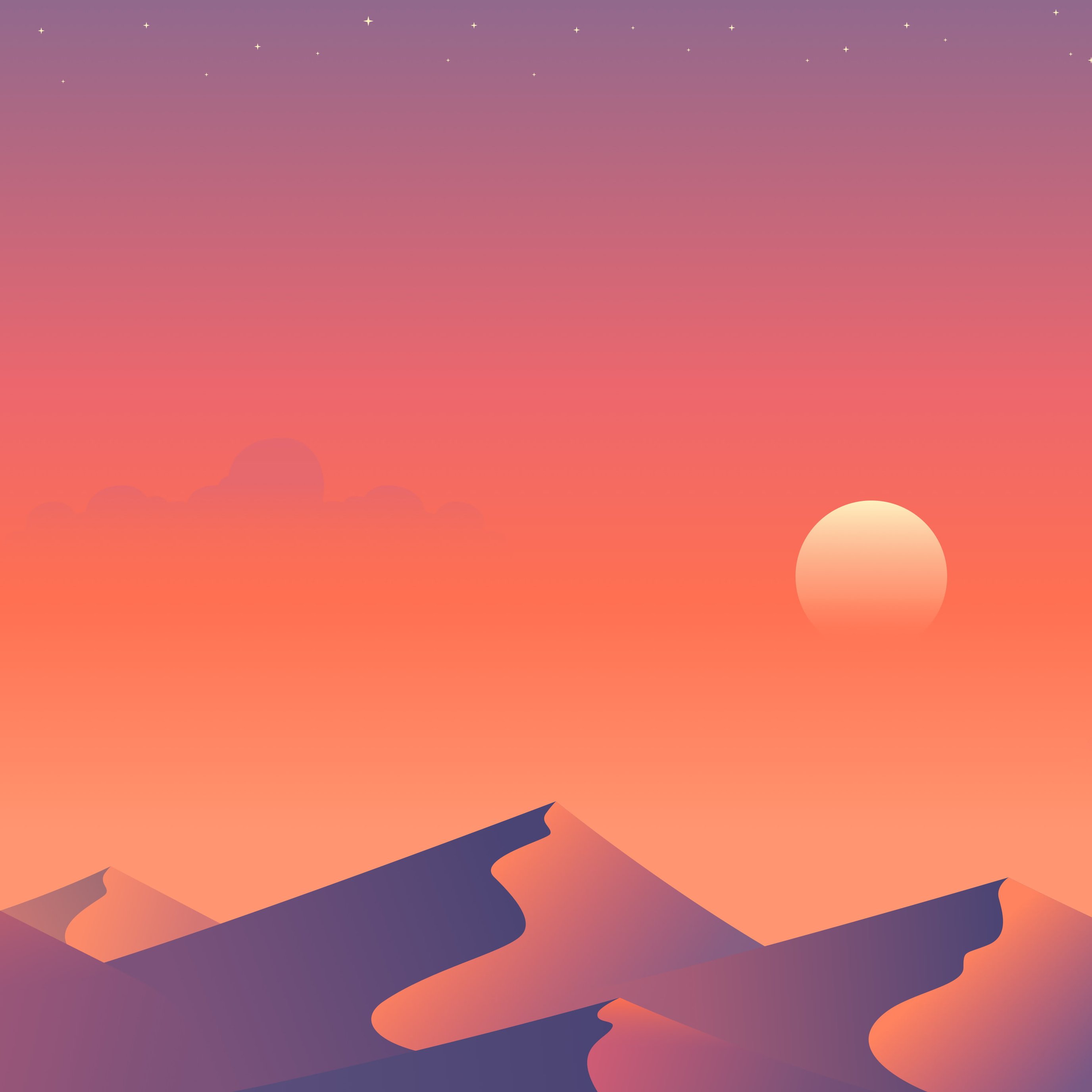 Orange sunset over the desert - Wallpapers for iPad Pro 13″ in 2752x2752 resolution