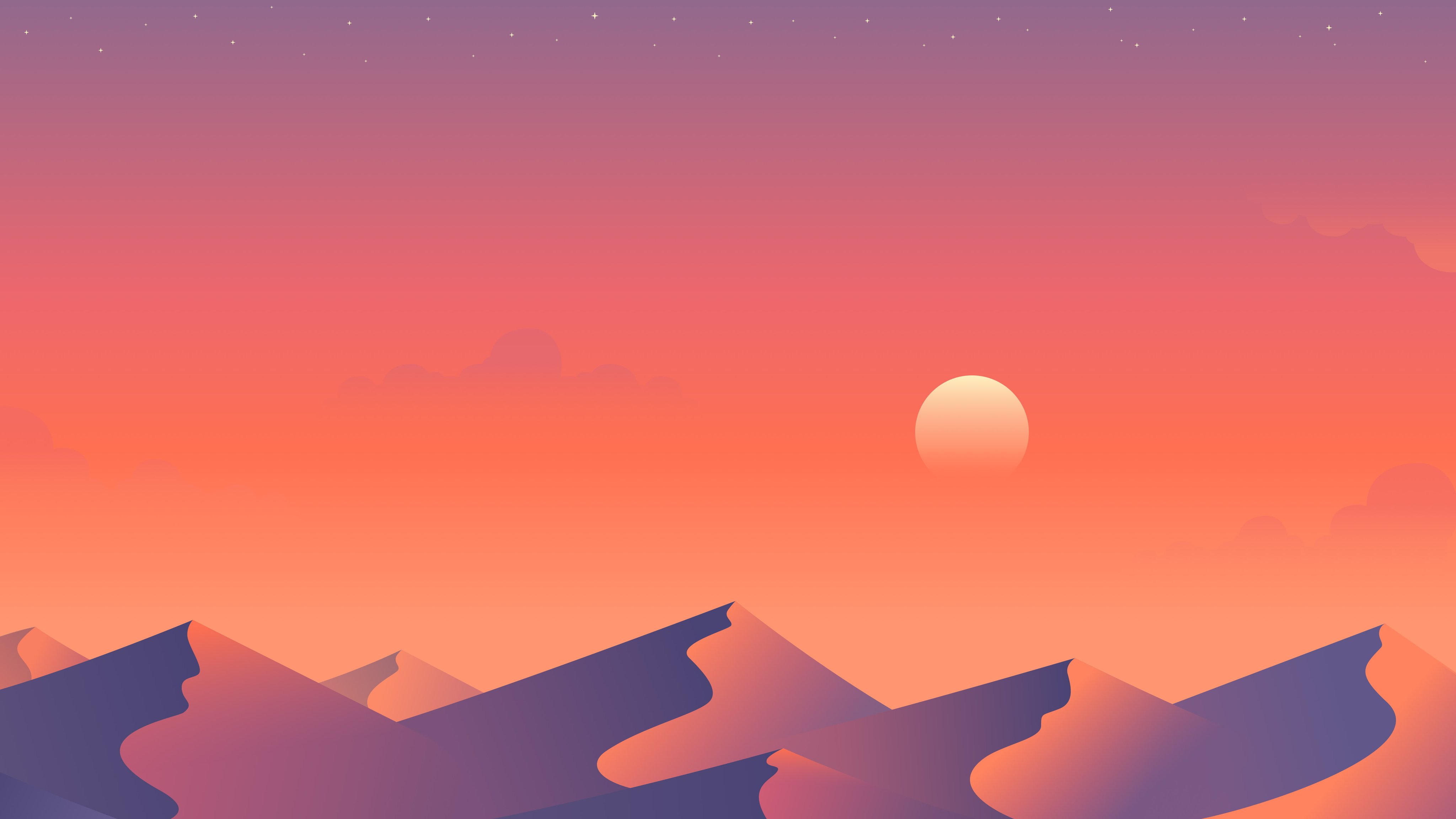 Orange sunset over the desert - Wallpapers for Apple iMac 21.5″ in 4096x2304 resolution