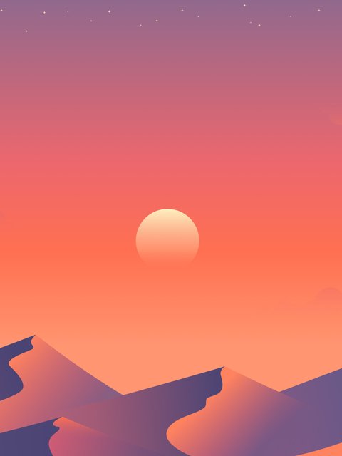 Orange sunset over the desert - Wallpapers for HTC/BlackBerry in 480x640 resolution