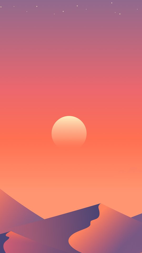 Orange sunset over the desert - Wallpapers for Samsung, HTC, Sony in 540x960 resolution