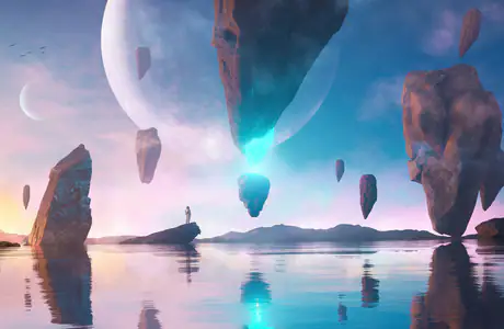 Wallpapers for Samsung/Xiaomi (2000x2000): rock, surrealism, Moon, water