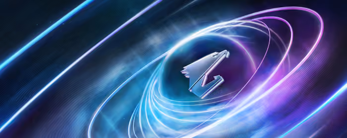 UltraWide 21:9 обои (2560x1080): Gigabyte Aorus, логотип, неон, кольцо