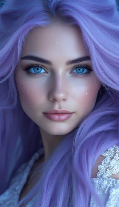 People wallpapers: woman, purple hair, blue eyes, makeup
