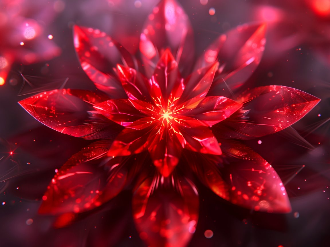 Red glowing crystal flower closeup - XGA+ wallpapers in 1152x864 resolution