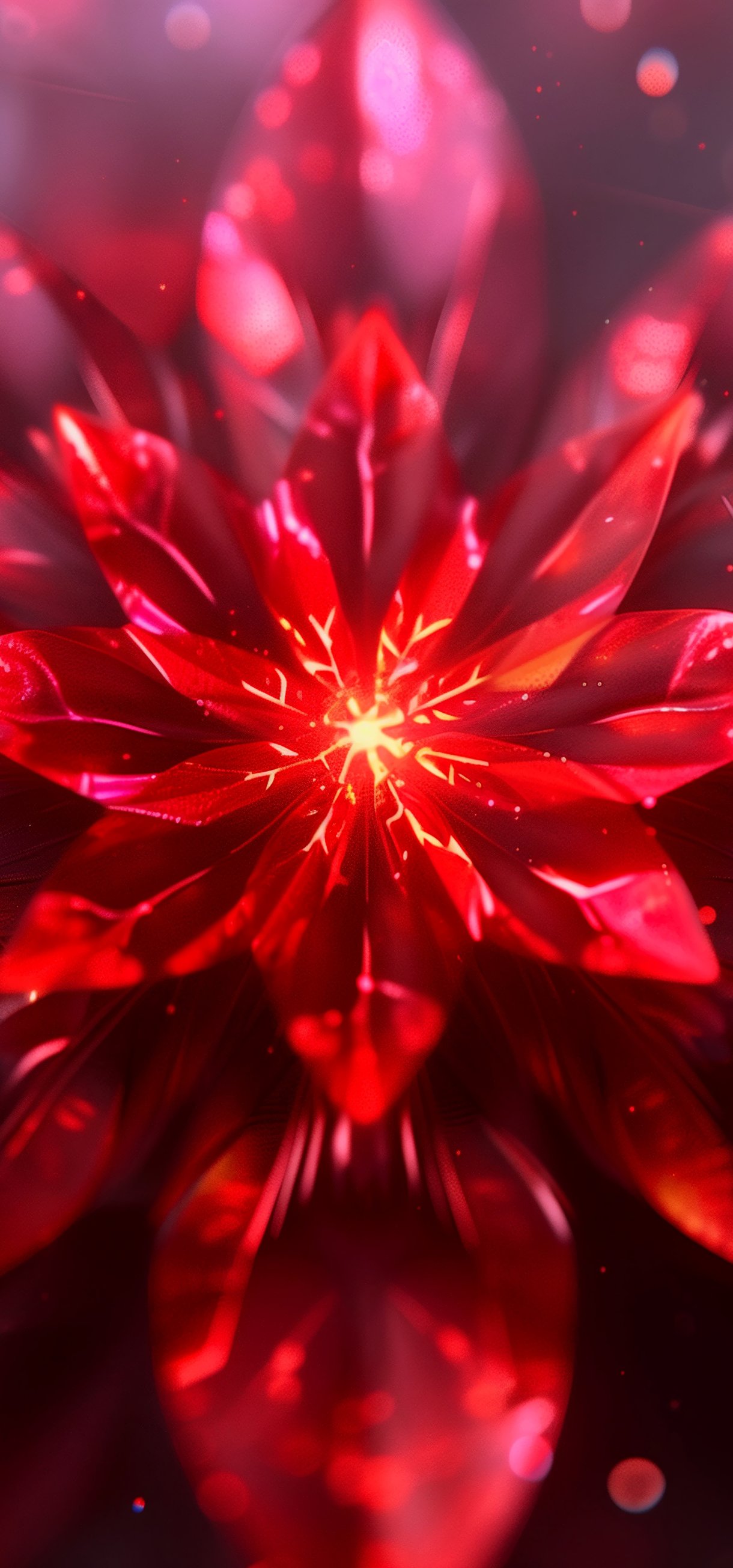 Red glowing crystal flower closeup - Wallpapers for Xiaomi 17/17 Pro in 1220x2608 resolution