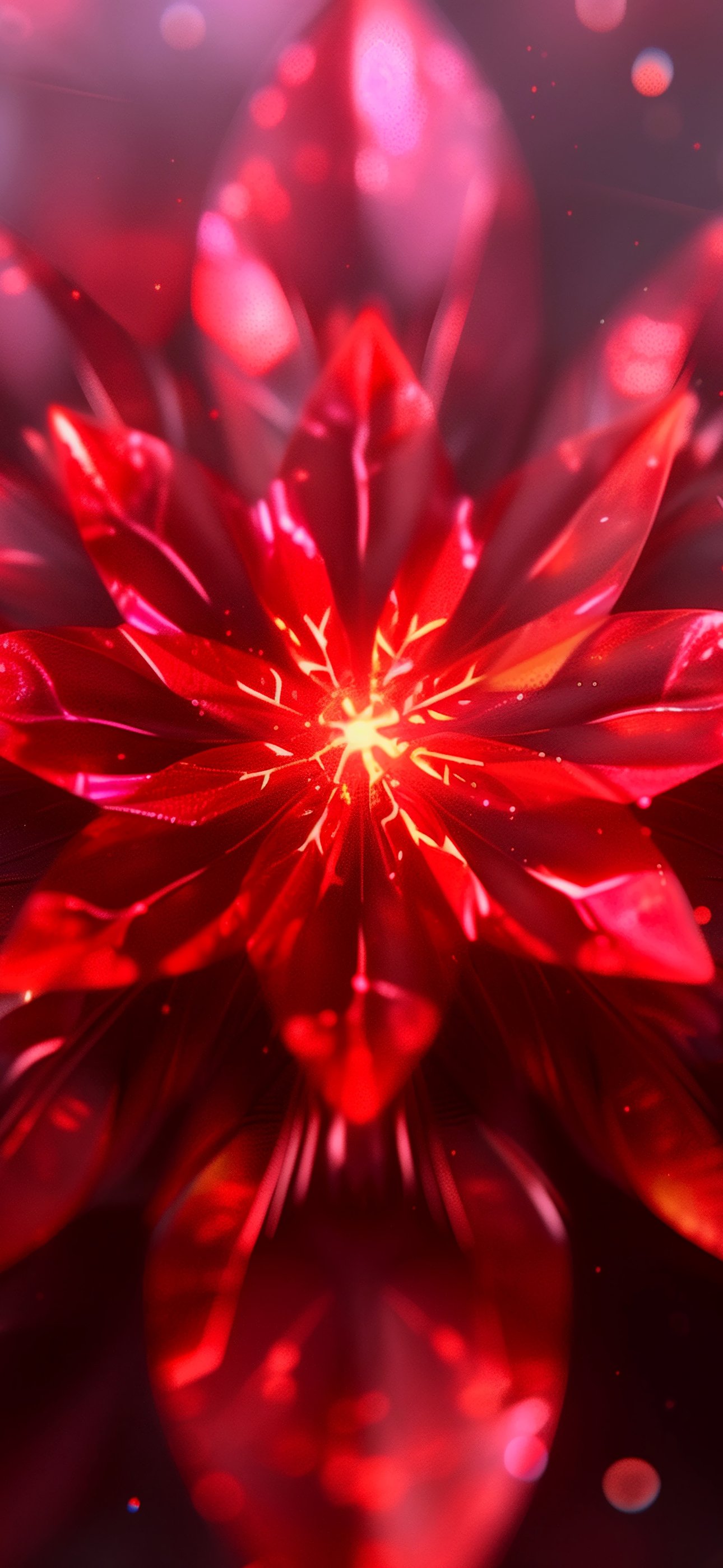 Red glowing crystal flower closeup - Wallpapers for iPhone 15 Pro Max/14 Pro Max in 1290x2796 resolution