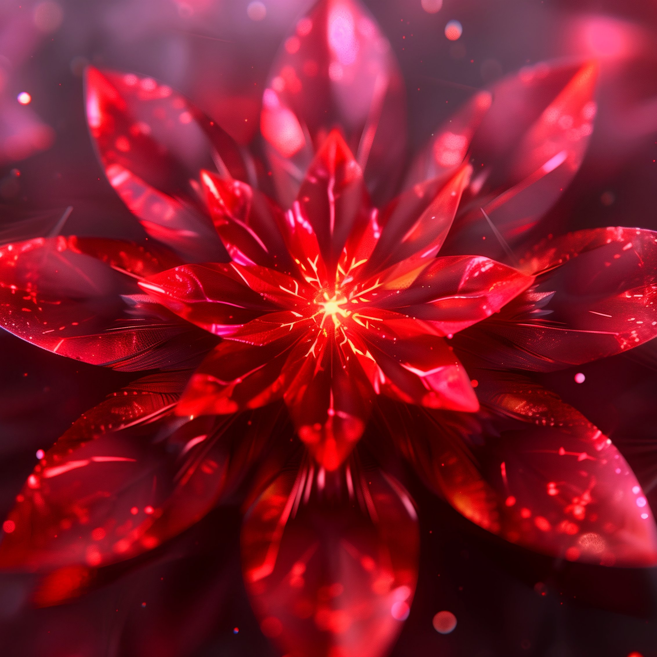 Red glowing crystal flower closeup - Wallpapers for iPad mini 8.3″ in 2266x2266 resolution