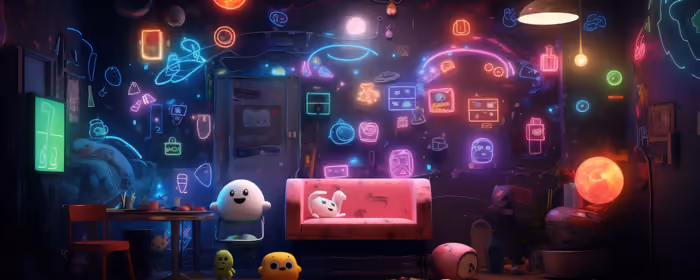 Interior design wallpapers: gaming, room, neon, toy