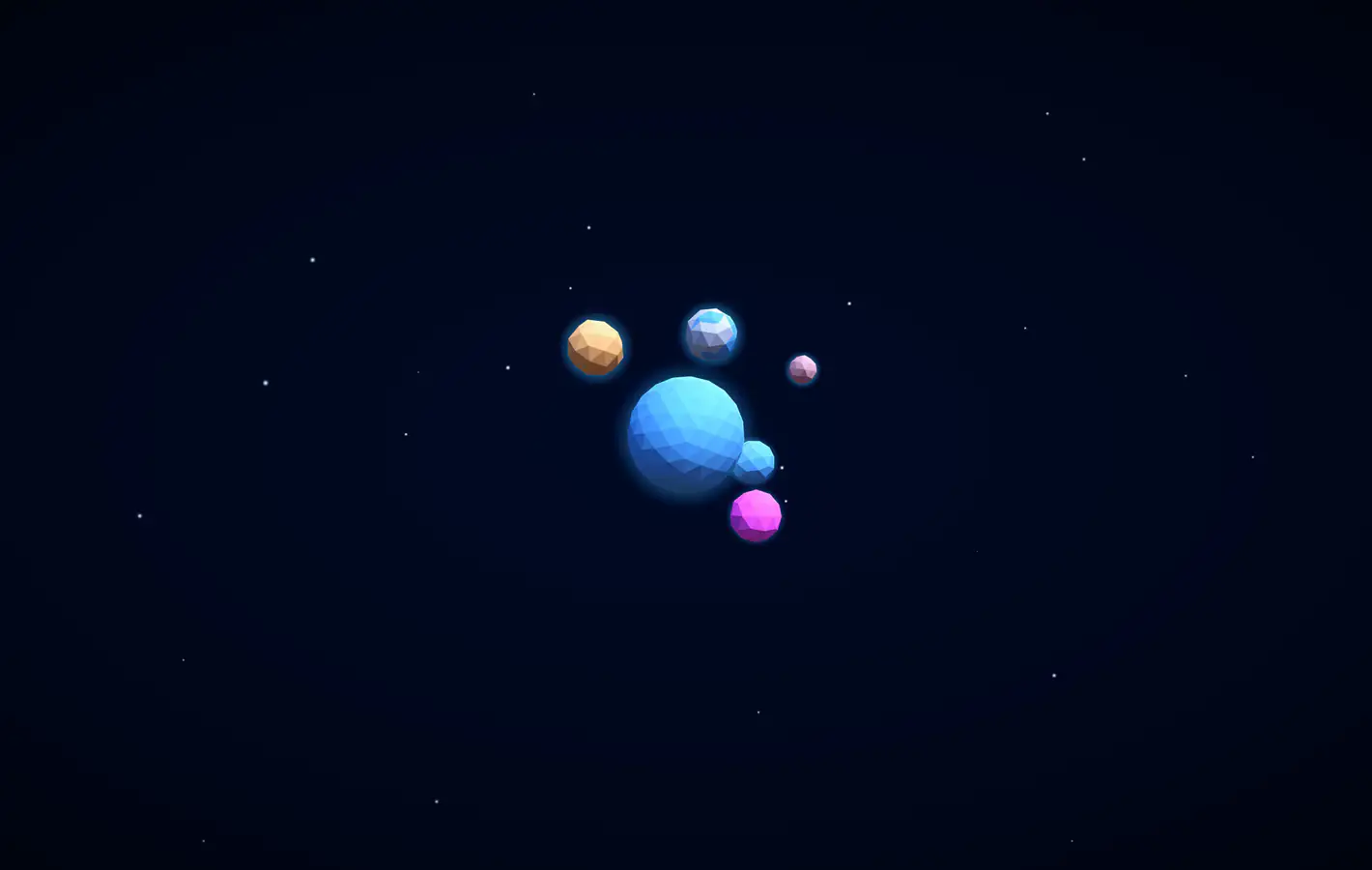 Vector planets in dark space — desktop and phone wallpaper, free download