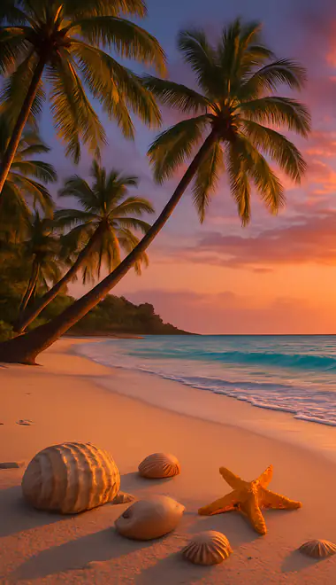Wallpapers for iPhone 17 Pro/17/16 Pro (1206x2622): palms, beach, tropics, ocean