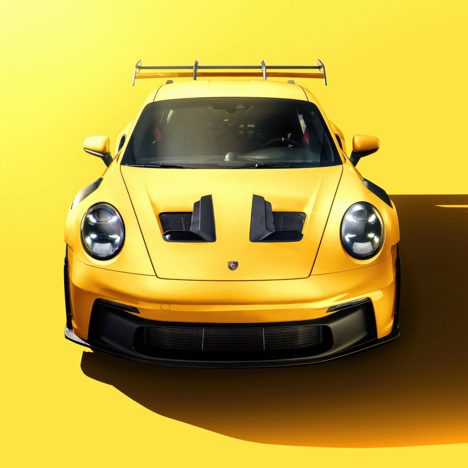Yellow Porsche 911 GT3 RS front view - Wallpapers for Samsung Galaxy Tab in 1920x1920 resolution