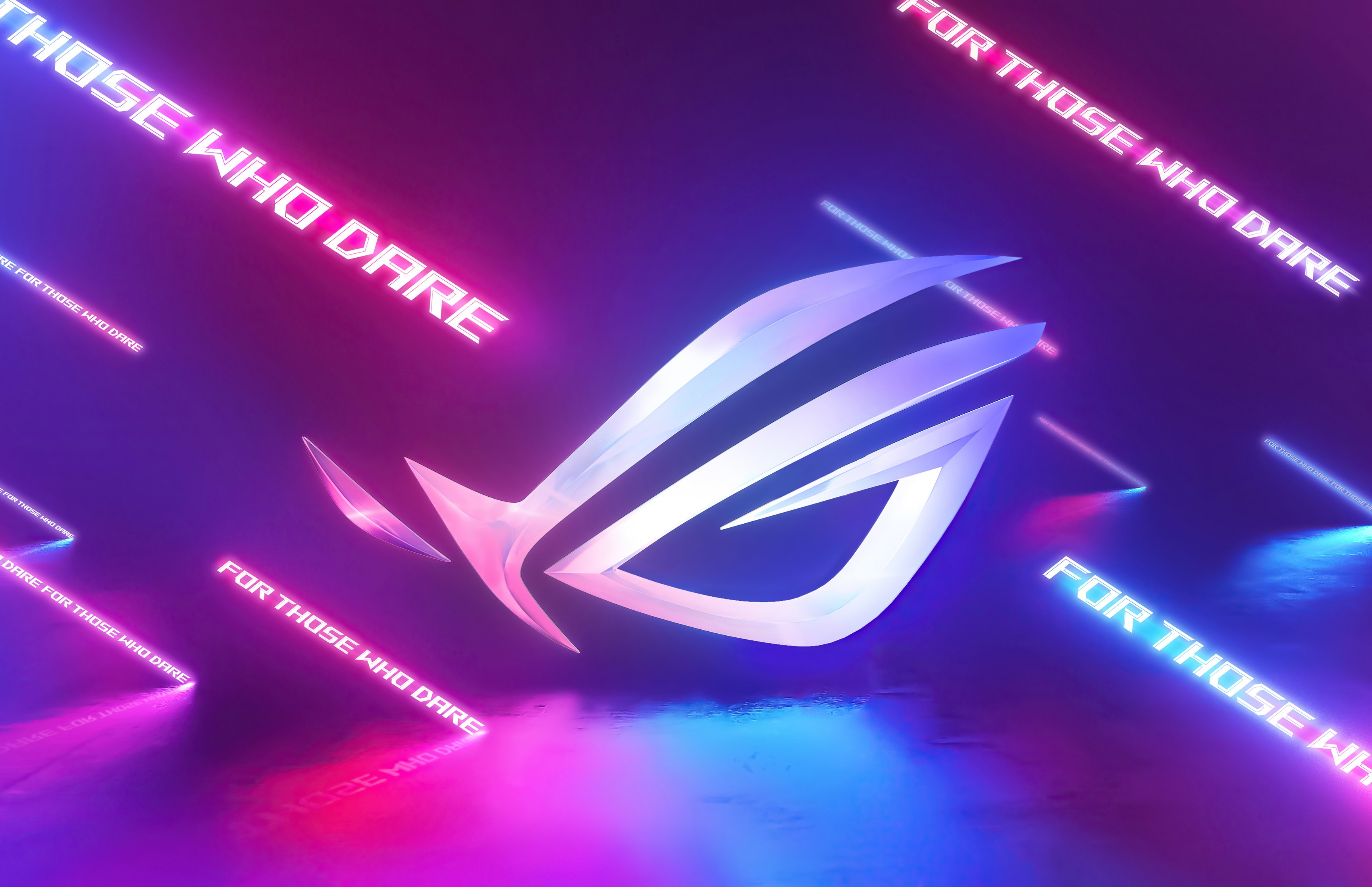 ASUS ROG logo with neon text effects - Wallpapers for Apple MacBook 16.2″ in 3456x2234 resolution