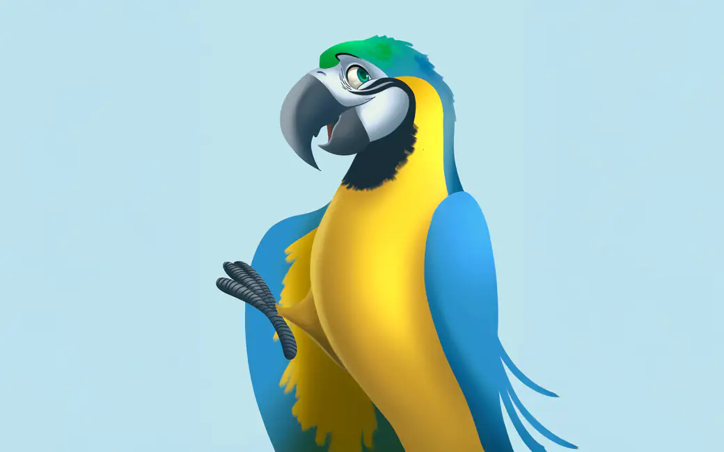 Smiling Macaw parrot — desktop and phone wallpaper, free download