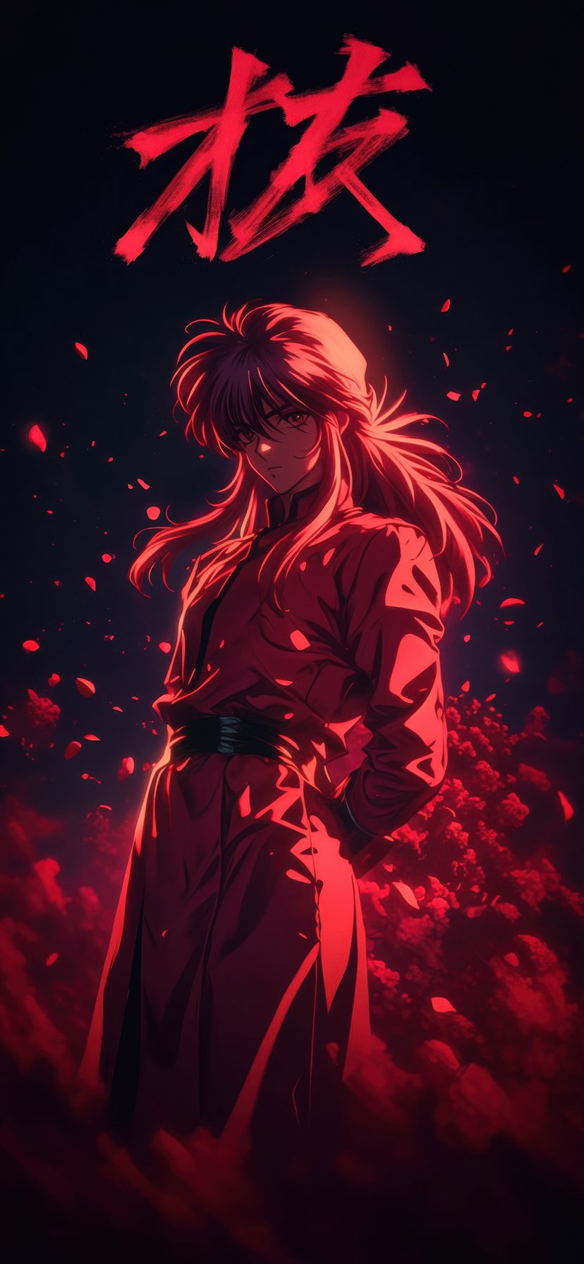 Kurama from Yu Yu Hakusho in a red aura - Wallpapers for iPhone 11/XR in 828x1792 resolution