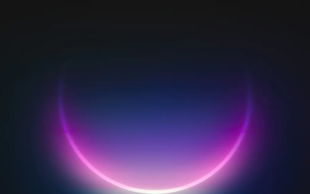Glowing neon crescent abstraction — desktop and phone wallpaper, free download