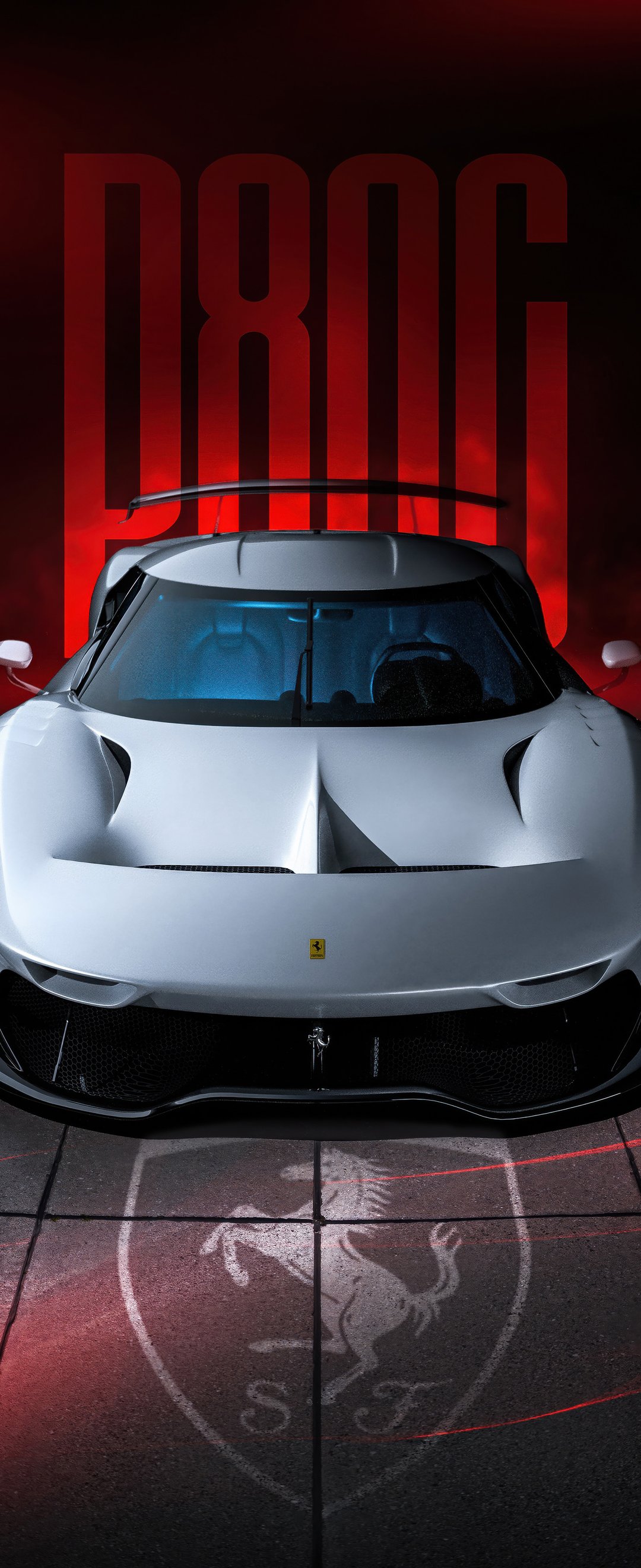 White Ferrari P80/C front view - Wallpapers for Samsung Galaxy Z Flip6, Motorola Razr 2025 in 1080x2640 resolution