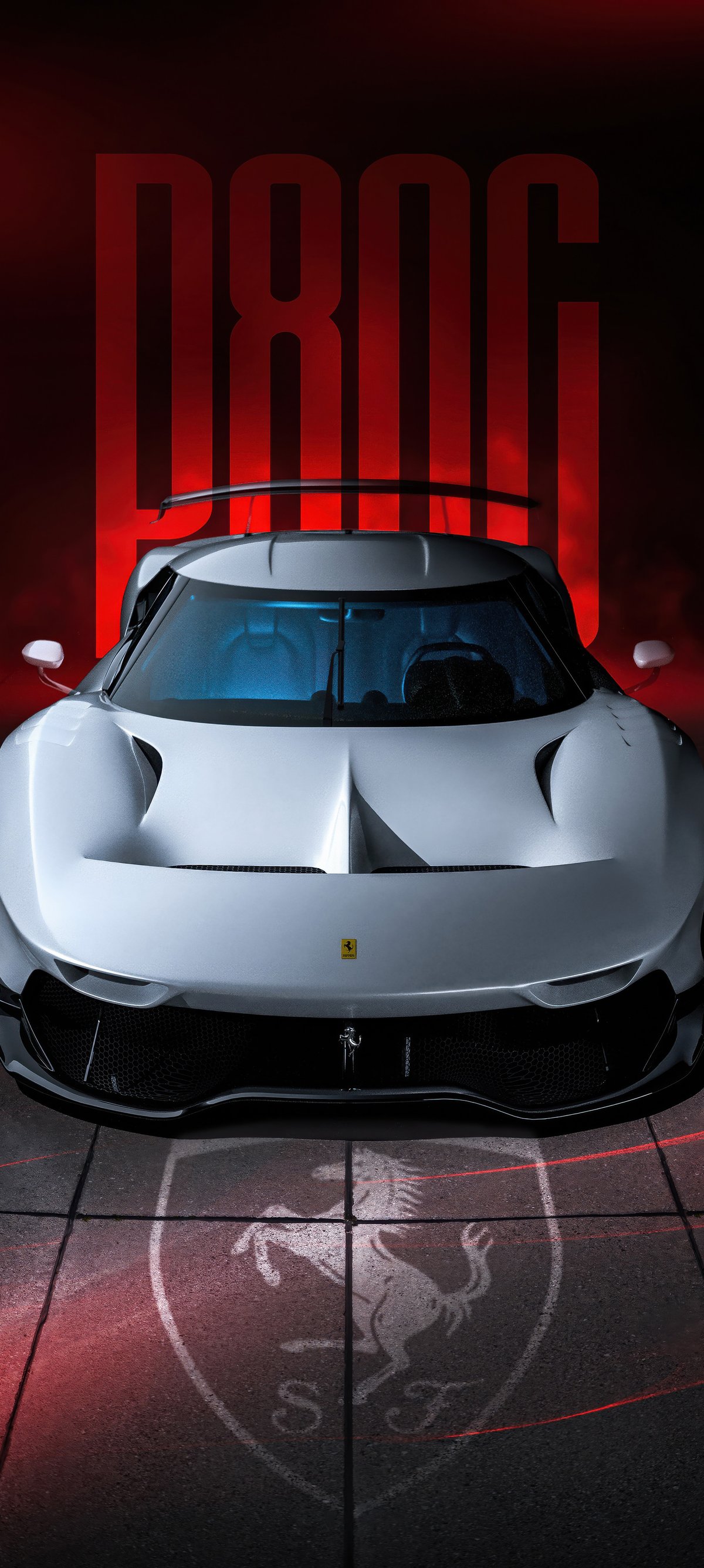 White Ferrari P80/C front view - Wallpapers for Xiaomi 15 in 1200x2670 resolution