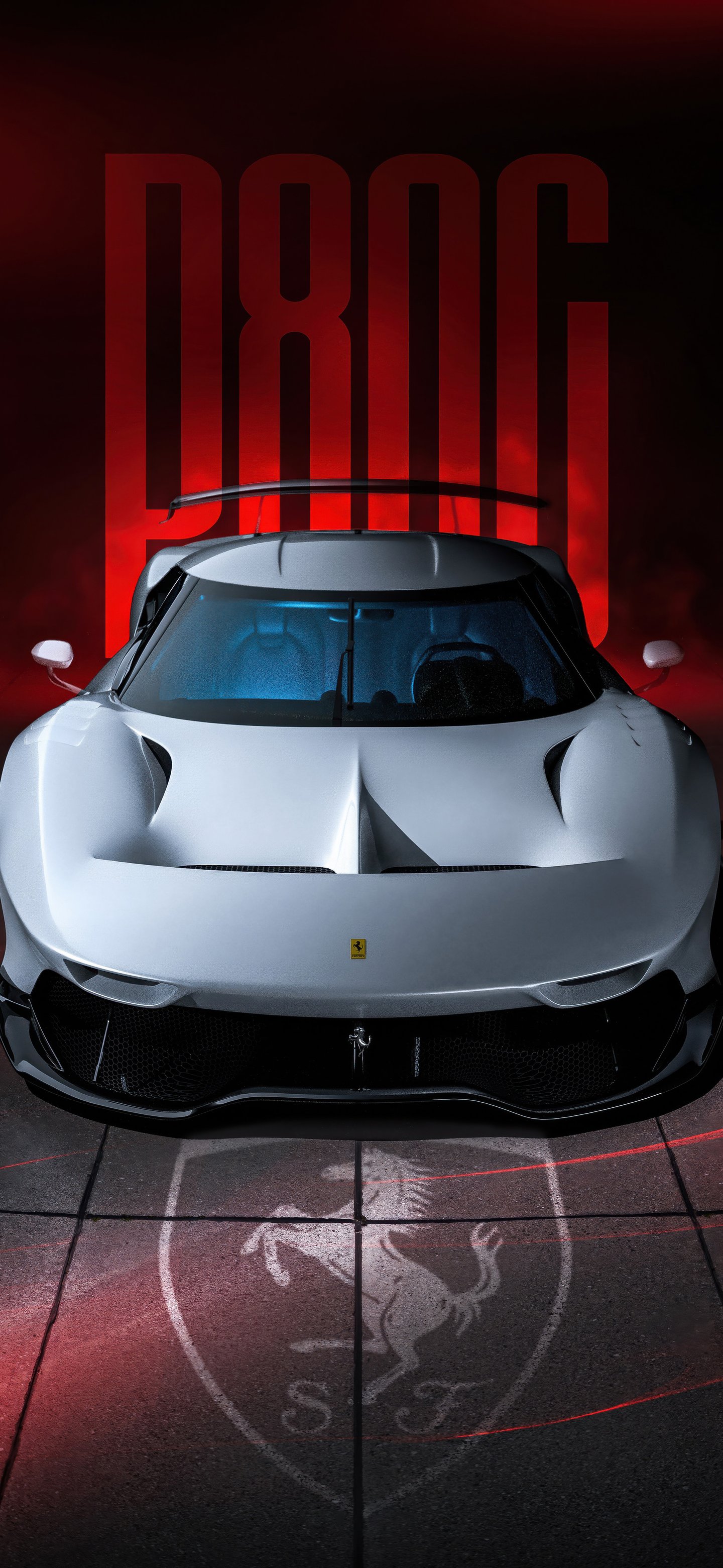 White Ferrari P80/C front view - Wallpapers for Samsung Galaxy S24/S24 Ultra/S25 Ultra/S25+/S26 Ultra in 1440x3120 resolution
